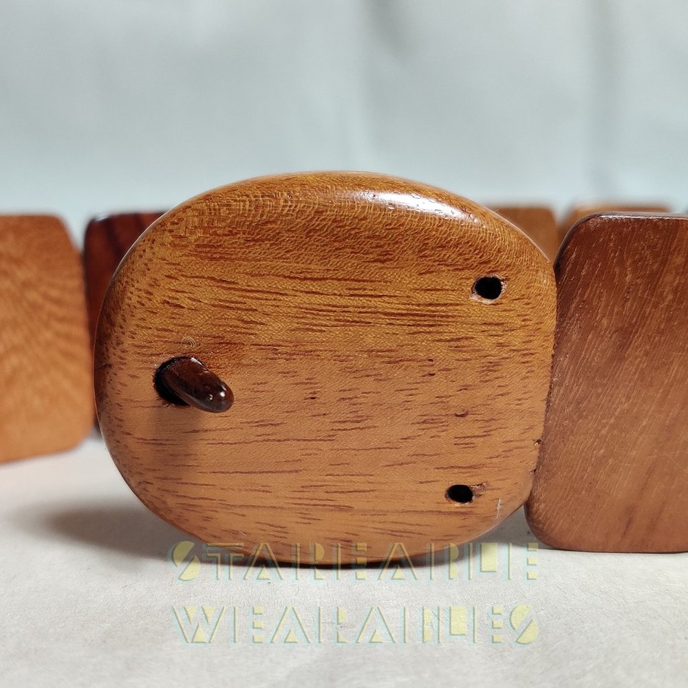 Vintage Exotic Wood Link Belt Wooden Tiles Segmented '90s Handmade Woodgrain VTG - Picture 5 of 8